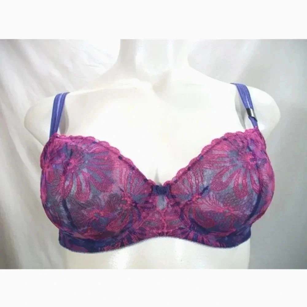 36D Paramour 115009 Ellie Demi Unlined Sheer Lace Plum NWT